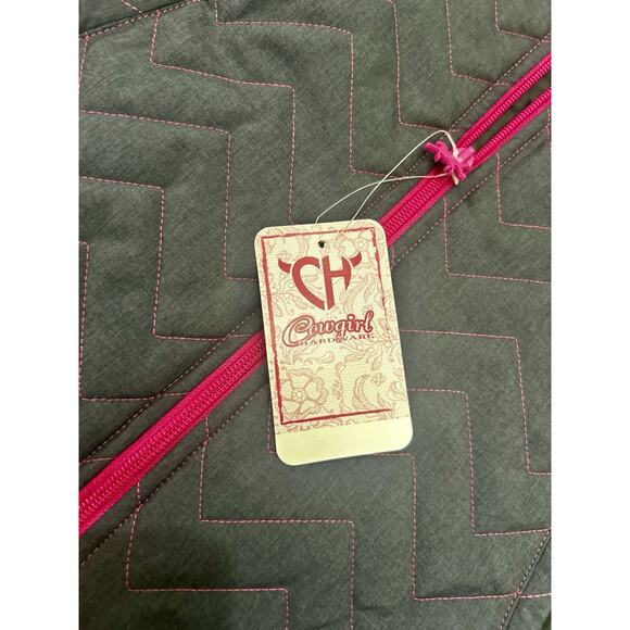 Cowgirl Hardware Brown Pink Embroidered Quilted Vest Girls Size L 10/12 NWT $50 - Picture 2 of 5
